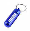 Promo gifts Logo print Stainless Metal Aluminium Alloy Keychain Pill container Box Holder with silicon Airtight Seal
