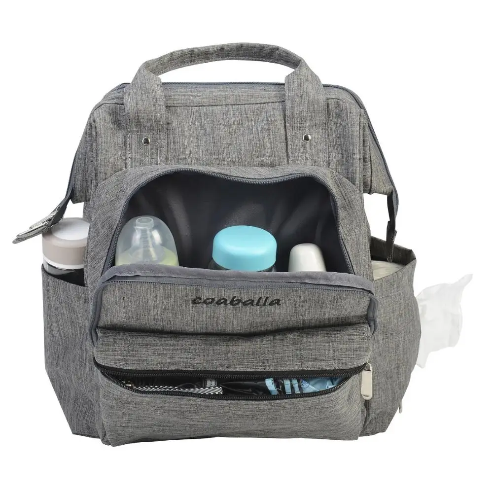 Multi-Function Travel Mommy Bag Organizer Large Grey Baby Diaper Bag Backpack Organizer for Men and Women