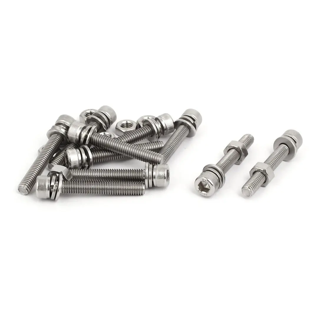 uxcell M6x40mm 304 Stainless Steel Hex Socket Head Cap Bolt Screw Nut w Washer 10 Sets