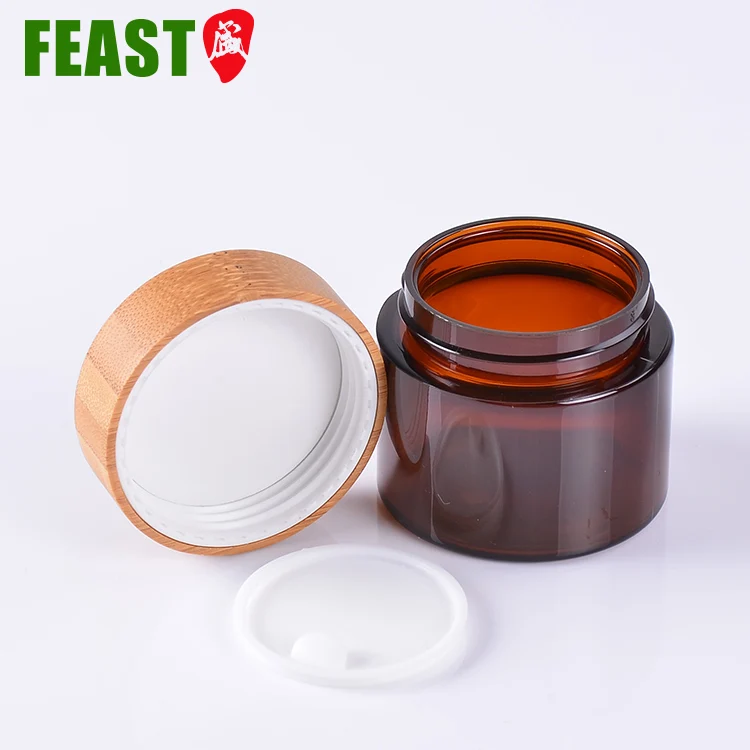Wooden Lid Biodegradable Cosmetic Packaging,Biodegradable Glass Jars