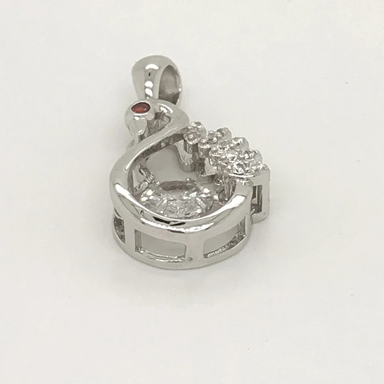 Wholesale Sterling Silver Cage Stone Jewelry Necklace, Dancing Bird Charm Crane Diamond Pendants Necklace