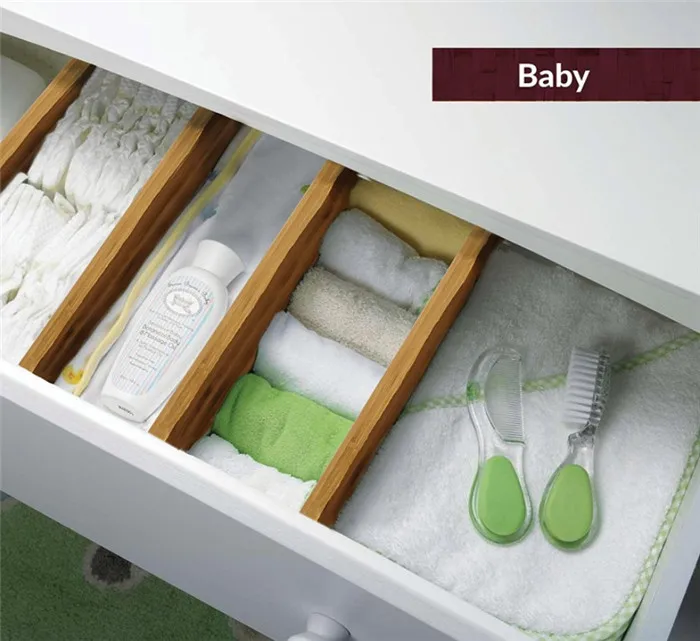 Separadores De Cajones Extensibles Ajustables De Bambú Orgánico,Para