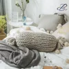 Bojay High Quality Wholesale Gray Hand Knitting Chunky Soft 100% Acrylic Insert Included Throw Pillow Lovely Candy Cushion