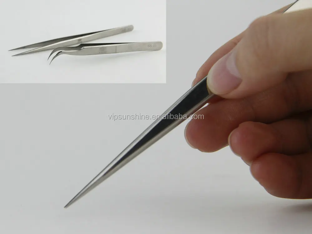 ST-14 professional anti magnetic stainless steel long pointed tweezers for mobile phonerepair