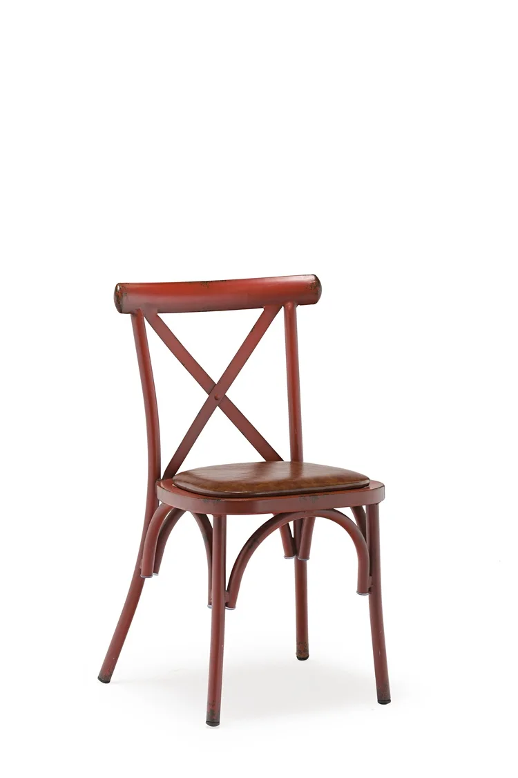 Commercial furniture Chinese Elegant Vintage Metal Aluminum High Back Cafe Chairs With Cushion For Restaurants Dining Garden