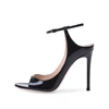 Latest Ladies Heeled Summer Shoes Stiletto Heels Sexy High Heel Open Toe Pumps Patent Leather Shiny Black Women Slingbacks