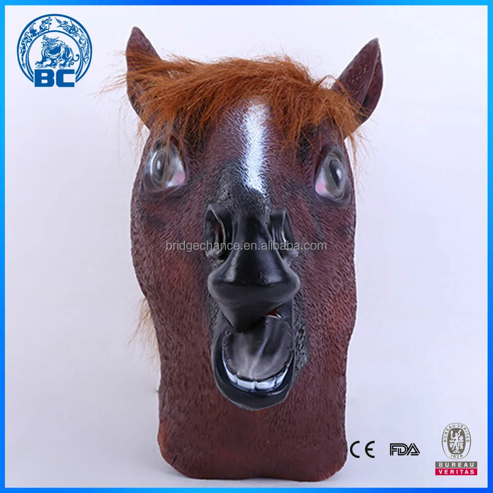 High Quality Halloween Costume Novelty Latex Rubber Horse Head Animals