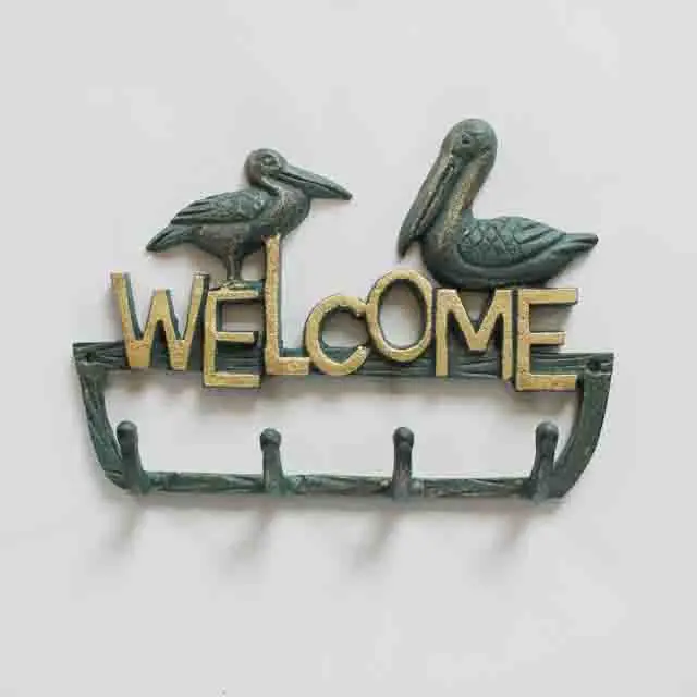 Cast iron pelican decotative wall mounted birds hooks