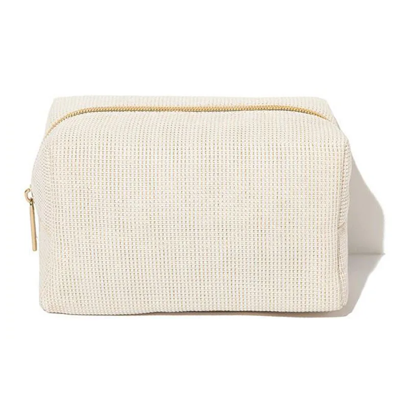 Fashion Design High Quality Plain Canvas Jute Cosmetic Bag With Zipper