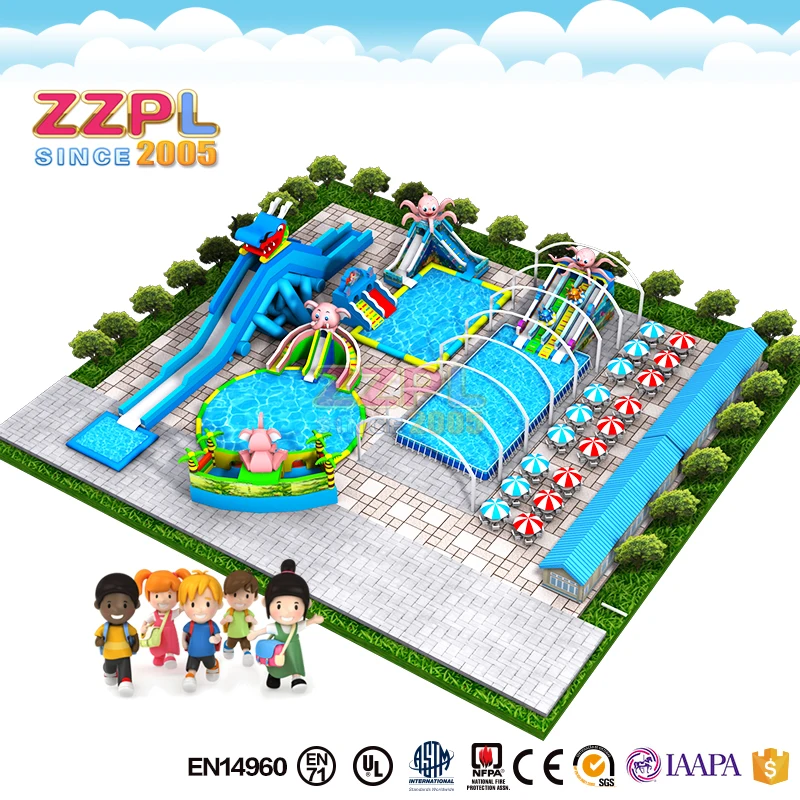 Zzpl Giant Inflatable Water Park With Grade Inflatable