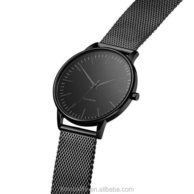 2017 Wholesale Full Black Stainless Steel Mesh Band Mens Women Wrist ...