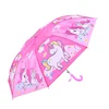 Cartoon Umbrellas Unicorn Folding Bent Handle Kid Umbrella