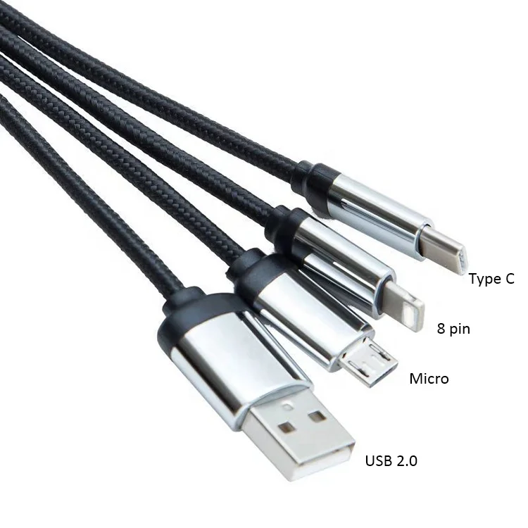 2019 New Product Promotional Gift 3in1 Universal Usb Charging Cable 2a