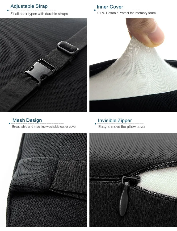 Adjustable Strap Memory Foam Pillow Lumbar Rest Cushion Car Seat Back Support.jpg
