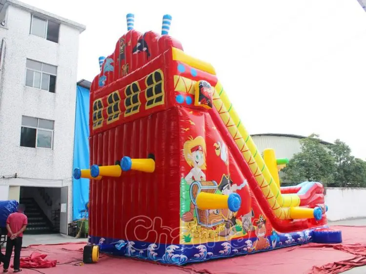 Pirate Ship Sail Inflatable Slide Bouncy Castle Playground For Kids For Sales