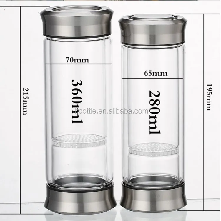 Double Wall Insulated Drink Tea Water Voss Glass Water Bottle With