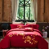 wholesale luxury 100% pure cotton satin machine embroidery design wedding bed sheets bedding set