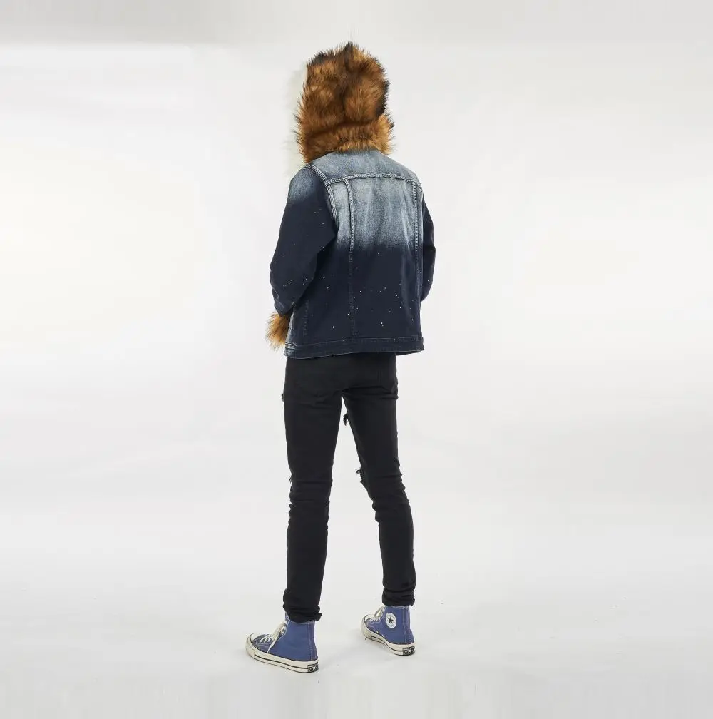 diznew men faux fur parka outwear winter mens warm thicker long