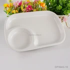 10 "インチ弁当トレイセラミックホワイト二つコンパートメント分けレストランファストフード四角いプレートインデント用スープボウル混乱トレイ