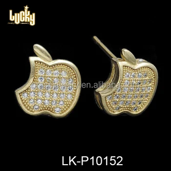 Jewelry Yiwu Market Bitten Le Shaped Gold Plated Blinking Jewelry Yiwu Market Bitten Le Shaped Gold Plated Blinking Stud Earring For Men