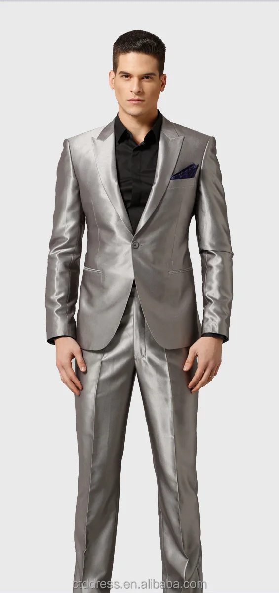 光沢のあるシルバービジネスマンのスーツ Buy 光沢のあるシルバービジネススーツ メンズビジネススーツ 光沢のあるシルバー男性スーツ Product On Alibaba Com