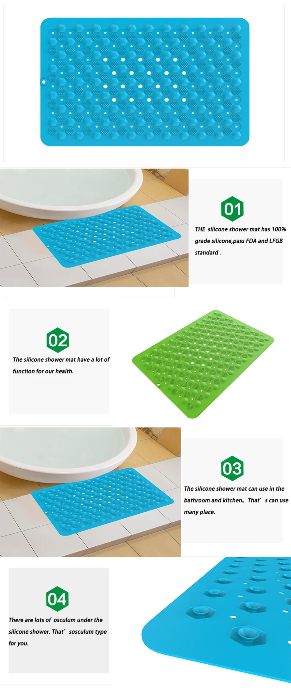 Non Slip Bath Or Tub Mat Anti Bacteria Silicone Bathroom Mat Buy
