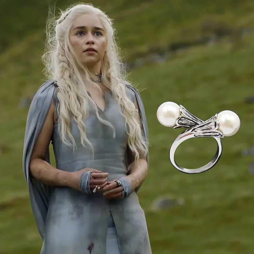 of thrones rings daenerys targaryen two simulated pearl white