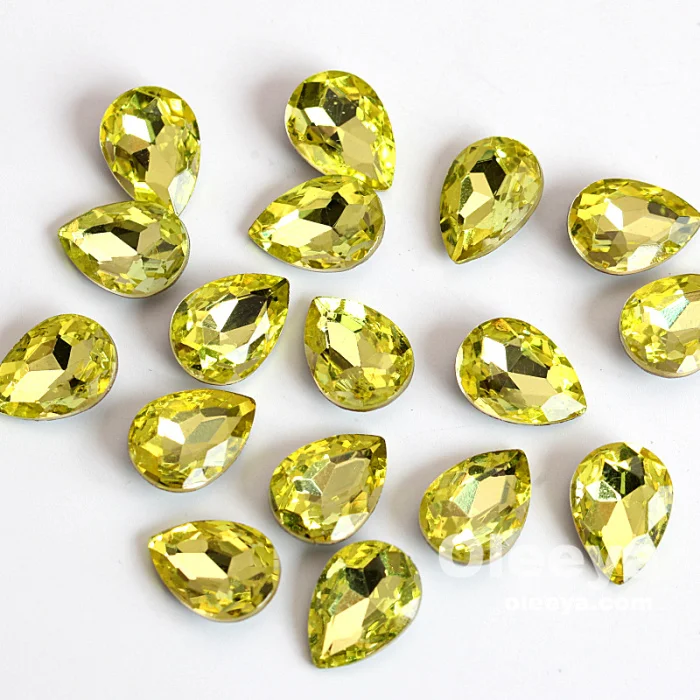 Oleeya Factory Manufacturing 13*18mm Crystal Teardrop Strass Loose Glass Point Back Rhinestones Used for Phones