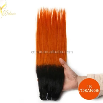 Free Shipping 1b Orange Yellow Ombre Hair Extensions 3pcs Lot