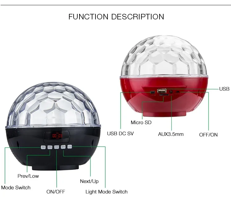 Dreamy colors disco light bluetooth speaker