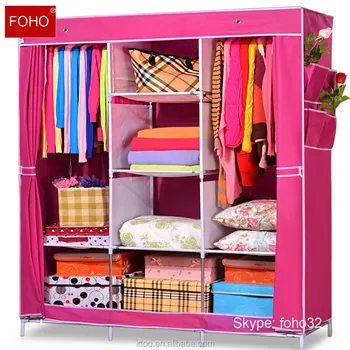 Large Capacity Canvas Wardrobe Design Cheap Folding Bedroom Canvas