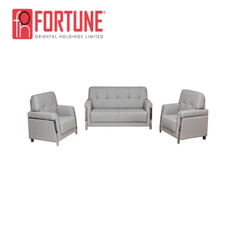 On Tufted Design Grey Leather Office Sofa Set Reception Room Furniture Foh 8086