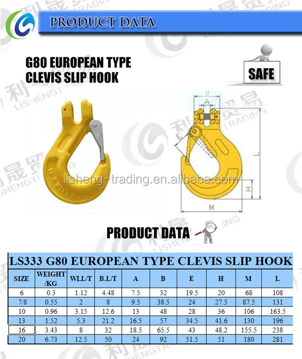 G80 Clevis Slip Crane Hook Dimensions Buy Crane Hook