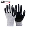 CE EN388 Level 5 Anti Cut Proof HPPE Knitted Nitrile Palms oil resistance gloves Safety Work Cut Resistant