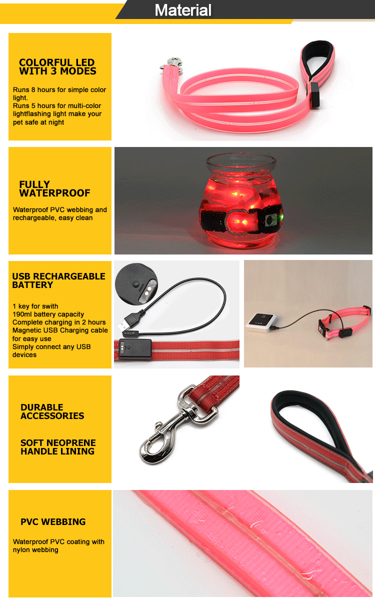 Amazon Hot Sell Dog Accessories Waterproof Led Pet Dog Leash Buy