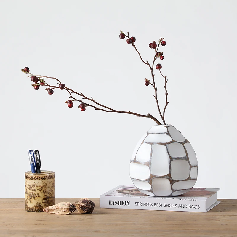 Exquisite Handmade Resin Vases Wedding Artwork White Table Vase Luxury Flower Vase For Home