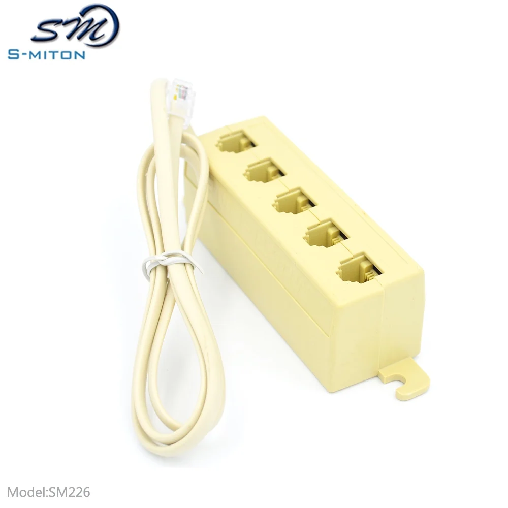RJ11 5 Way Outlet Phone Modular Jack Telephone Line Adapter Splitter Connector