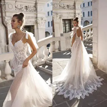 Bhd25 Sexy Lace Dot Tulle Bride Beach Casual Bride Gown Simple Boho Wedding Dress 2019 Buy Wedding Dress Boho Wedding Dress Beach Wedding Dress