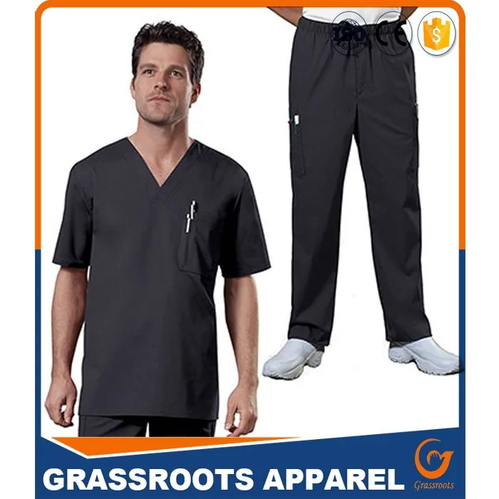 2017 New Design Mens V - Neck Scrub Top & Drawstring Pants Set Work Wear Suits Design (3)