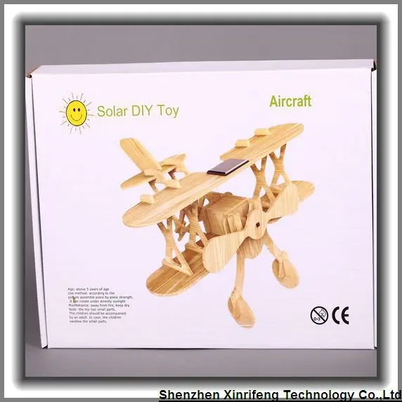2012 New promotional gift DIY solar toy wood plane