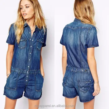ladies denim romper