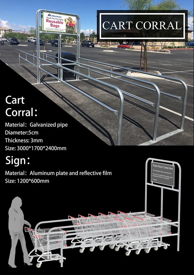 Customized Outdoor Galvanized Metal Cart Corral For Hypermarket Buy