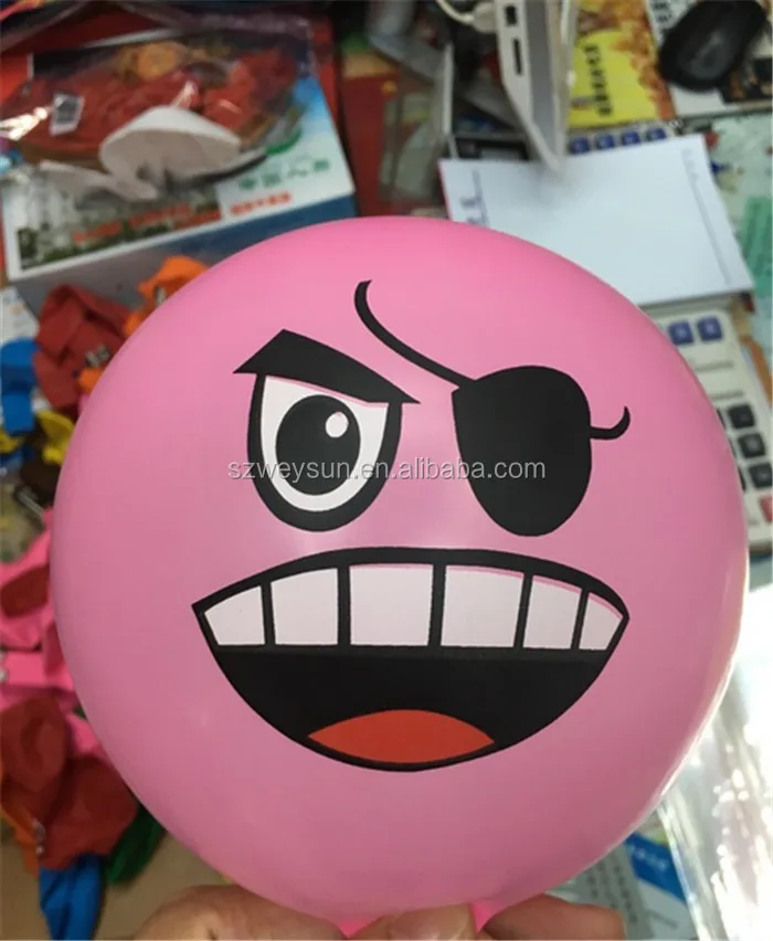 100pcslot Printed Big Eyes Smiley Air Balloon Happy Birthday Party Decoration Ballons Inflatable Latex Balls Kid Toys 476