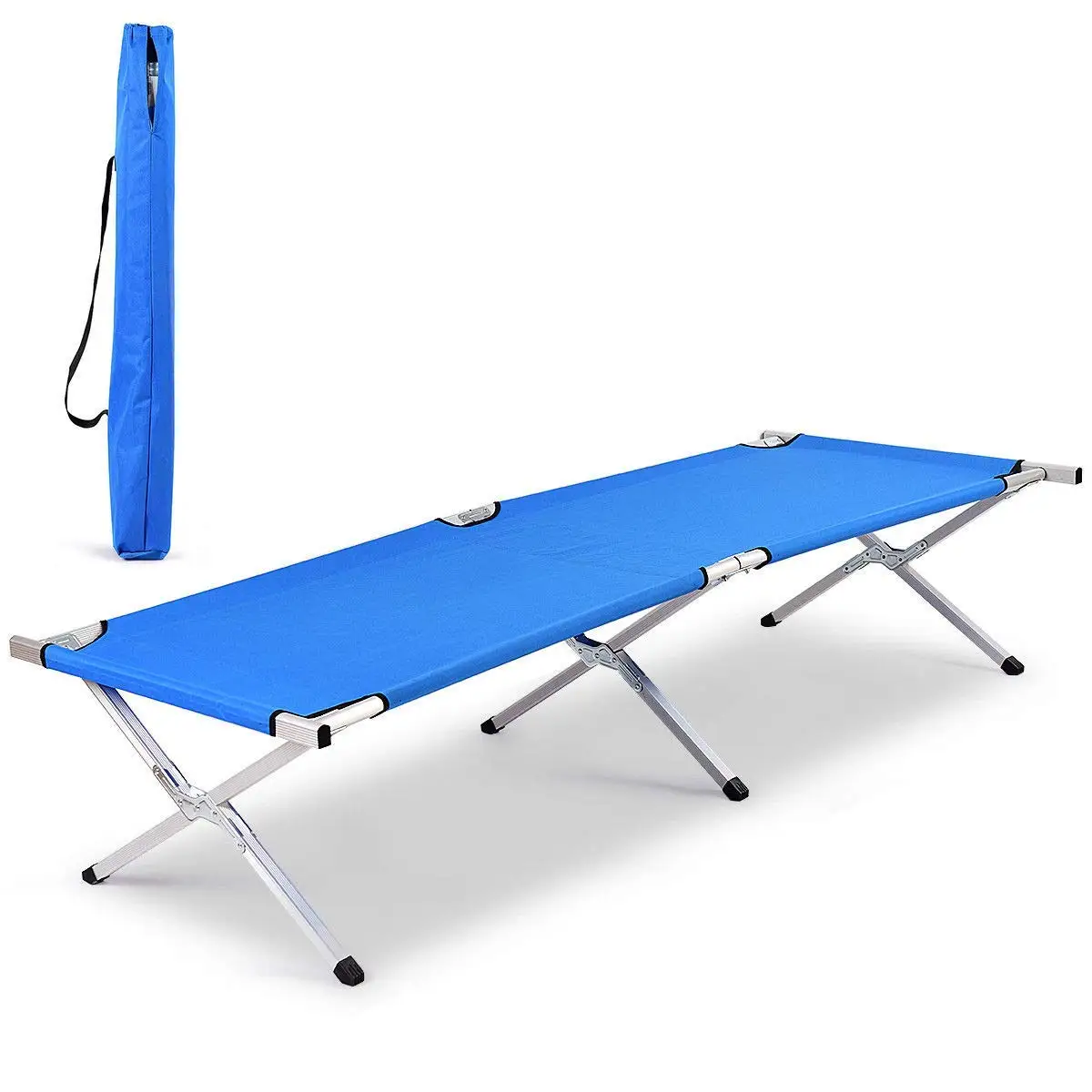lunanice Aluminum Folding Camping Bed Outdoor Portable Military Cot Hiking Travel W/Bag
