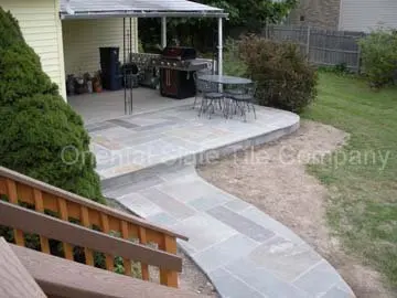 blue stone patio and walk