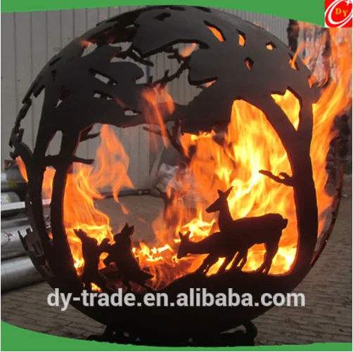 Art sculpture carbon steel fire pits ,steel sphere fire pits for outdoor decoration