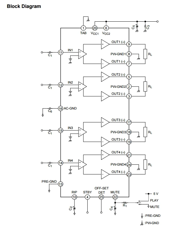 tb2904hq maximum power 43 w btl 4