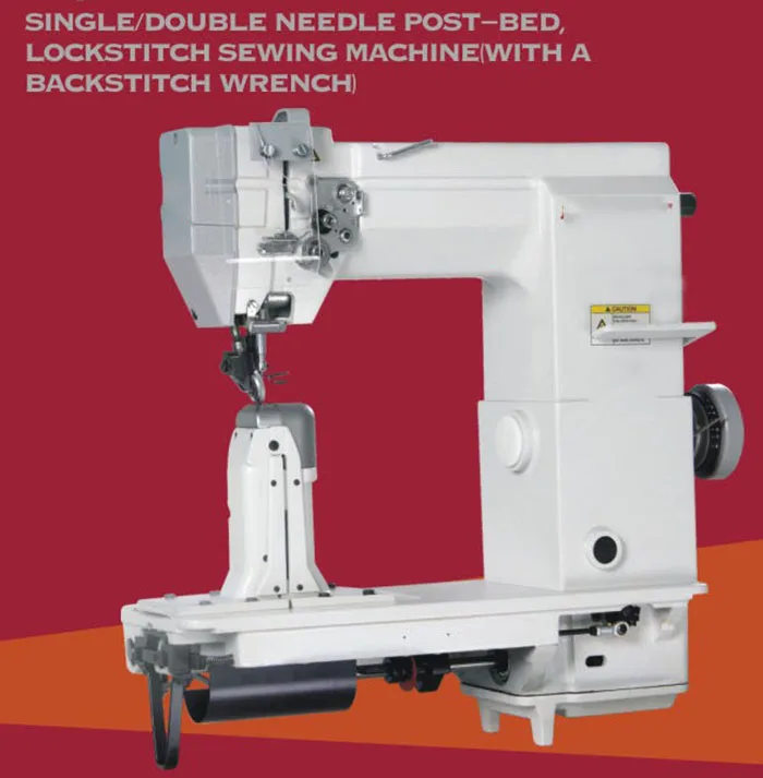 Industrial single double needle post-bed , lockstitch Sewing Machines with a backstitch wrench