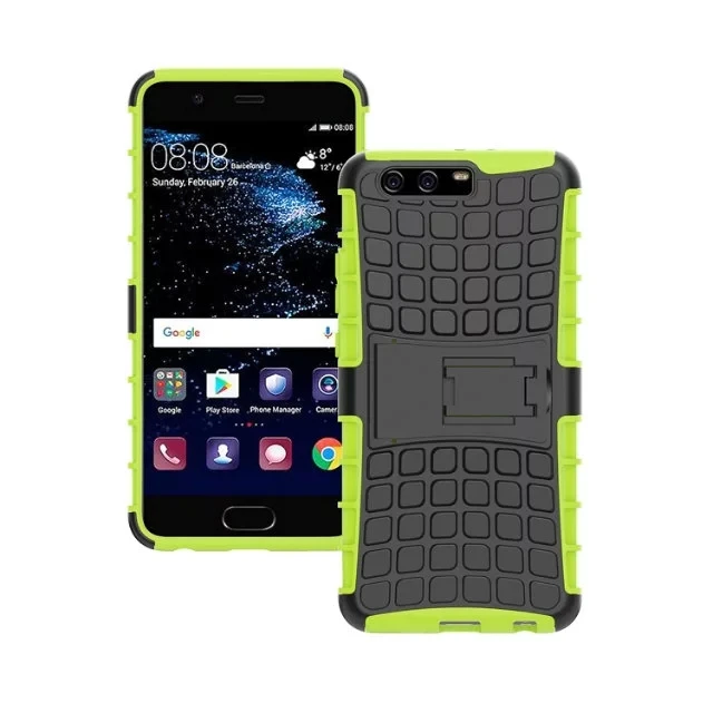 shockproof TPU+PC 2in1 tire pattern bracket cover phone case For Huawei P10 Plus