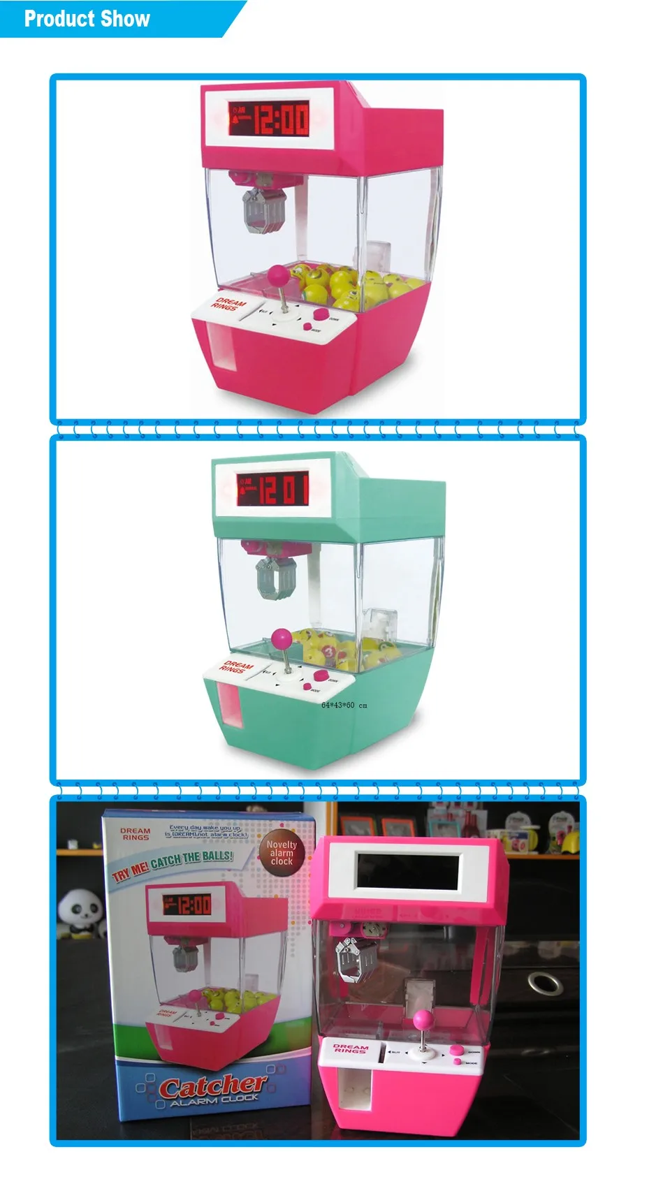 Battery operated toys grabber toy machine with clock